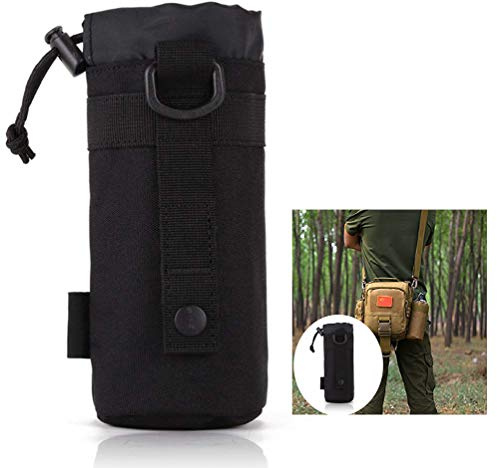 LHKJ Trinkflasche Beutel Molle,Nylon Wasserdicht Flaschenhalter Tasche für Wandern Radfahren Camping(Schwarz)