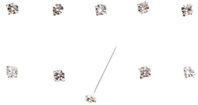 10 Solid 925 Sterling Silver Clear Jewel Nose Studs
