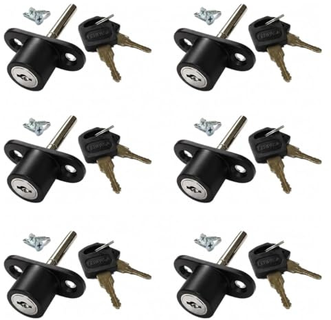 FERPASA® - Cerradura de Seguridad para Ventanas Correderas – Cierre de Sobreponer de Acero con Llaves y Tornillería (45 x 23,5 mm) (6, Negro)