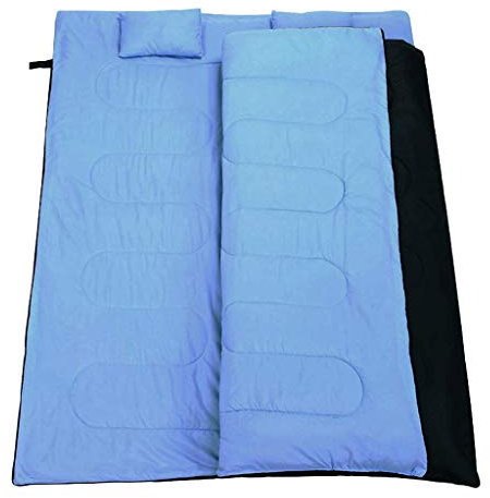 Tubayia Warm Camping Schlafsack Deckenschlafsack Reiseschlafsack mit 1 Paar Kissen für 2 Personen (Blau)