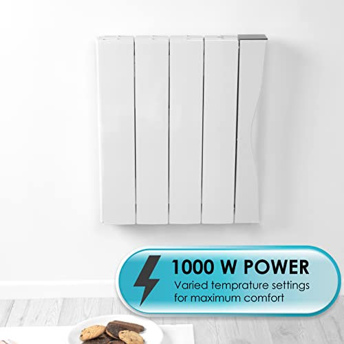 Beldray EH3108W Smart Ceramic Core Radiator, Portable Plug In Electric Heater, Control Wirelessly With Smartphone, LCD Display, 1000 W, 7-Day Timer Function, Free Standing or Wall Mountable, White