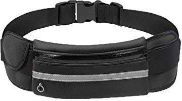 Sports Waist Pack, Elastic Waist Sports Belt with Cell Phone Bags, Sports Fanny Packs for Running, Cycling, Gym, for Men and Women, Black/White, G, Sports