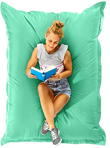 Green Bean© Pouf XXL 140x180cm 380L Enfants&Adultes Bean Bag Remplissage de Perles EPS Pouf Géant Grand Extérieur Outdoor Coussin Repos Siège Sol Lavable Résistant aux Intempéries Lounge Vert Menthe
