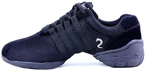 JUODVMP Dam jazz dans sneakers ballroom utomhus luftkudde andningsbara promenadsneakers snörning plattformssko T01,
