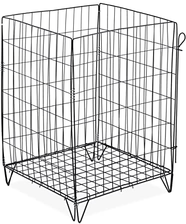 Relaxdays Compostiera in Metallo, per Compost da Giardino, Contenitore per Foglie e Fogliame, HLP: 48 x 46 x 46 cm, Nero, Acciaio, 1 pz