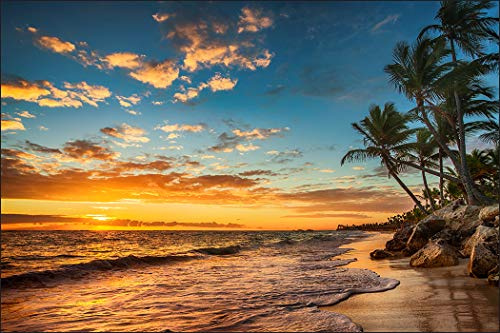 Muralo Fototapet vinyl slät strand, solnedgång, dekoration – 360 x 240 cm