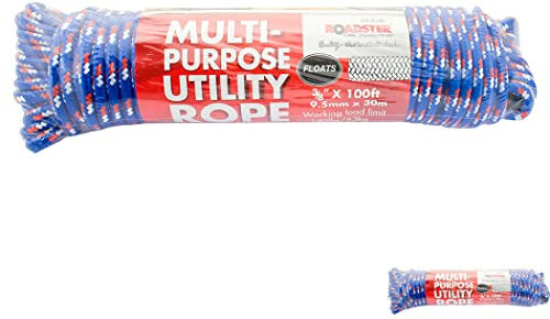 UTILITY ROPE 9.5MM X 30M 100FT 1/4 DIAMOND BRAID POLYPROPYLENE MULTI PURPOSE