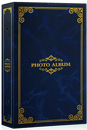 Album Photo Traditionnel 10x15 Pochette, Album Photo de Classe avec Pochette Plastique 300 Horizontal Photos Bleu