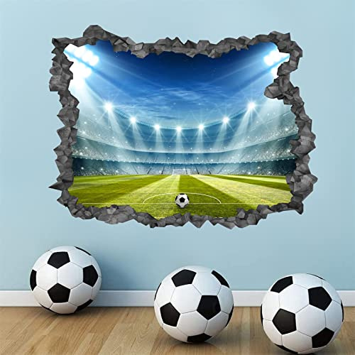 Large Football Stadium Wall Sticker 3D Football Wall Stickers for Teen Boys Bedroom Decor Footballs Player Walls Decal Soccer Stickers Sport Walls Art Decal for Kis Room Playroom Living Room Accessory