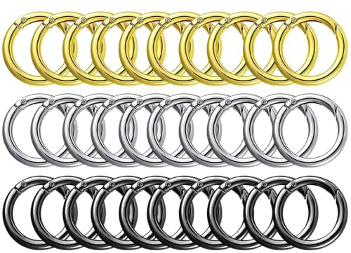 30 Stück O Ring Runde Karabiner 27mm Ring Karabiner Frühling Schlüsselring Schnalle Ringverschlüsse für Schlüsselanhänger Geldbeutel Bastelarbeiten, 3 Farben
