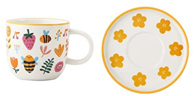 HASMI Coffee Cup Home Ceramic Cup Saucer Set Hand Painted Pattern Mug Handmade Coffee Mug Home Office Milk Breakfast Mug Tea Cup