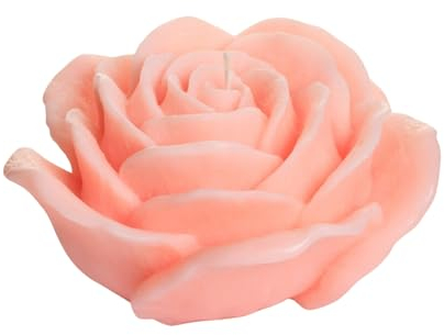 Dekohelden24 Hochwertige Duftkerze als Rosenblüte in rosa, aus Sojawachs und Baumwolldocht, mit Rosenduft, Größe: H/Ø ca 7 x 12 cm, 265 g