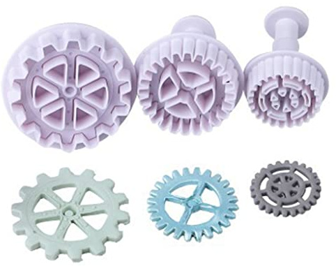 xromtbem Plastic Gear Cookie Cutters Steampunk Fondant Molds Cogs Mold Fondant Cake Molds Plunger Stampers For Cupcake Decoration Cookie Stampers Mini