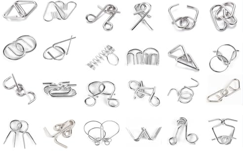Juguetes Educativos-Rompecabezas, 24 Piezas Rompecabezas de Metal, Juegos de Ingenio Rompecabezas Metal Classic Mini IQ Puzzle, Juguetes Inteligencia Educativos Regalo para Adultos Niños Adolescentes