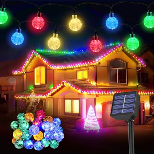 Realky Guirnaldas Luces Exterior Solar, 8.1M 30 LED Guirnalda Luces Solares con Función de Memoria, 8 Modos IP65 Impermeable Cadena de Luces Solar para Jardín, Patio, Navidad, Fiesta (Multicolor)