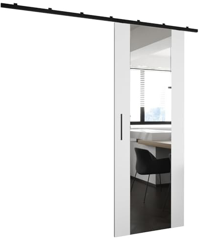 MEBLE KRYSPOL Zonda II Schiebetürset mit Schiene - Hängendes Innen-Schiebetürsystem - Torbeschläge - Hergestellt aus robustem Laminat - 204x70 cm - Weiß