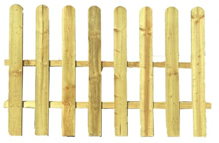 BEDS PLANET Picket Fence Panel |Natural Garden Wood Fence | Rounded Picket Pressure Treated Fence | Hand Built Length 3 Feet x Height 3 Feet | Pack of 5