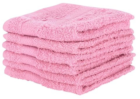 MARGARET PICKENS set da 6 lavette asciugamani bagno 30x30 cm 100% cotone (Rosa)