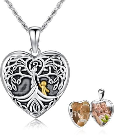 REDSUN Herz Medaillon Halskette 925 Sterling Silber Schmetterling Foto Kette Kristall Blau/Rosa/Rosenrot Amulett für Damen Fotos Personalisierte Anhänger Geschenke für Freundin Frau Mutter