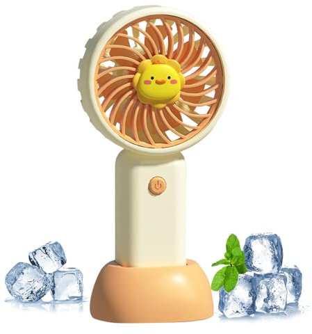 Portable Handheld Fan, Mini USB Hand Fan for Cooling with Rechargeable Battery, Cute Personal Small Electric Fan for Girls Boys, Battery Operated Pocket Fan for Commute School Outdoor (Yellow Duck)