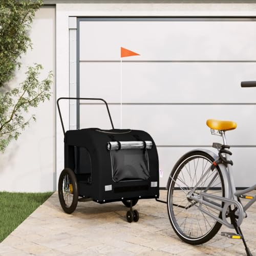 LAPOOH Fahrradanhänger Hunde Schwarz Oxford-Gewebe und Eisen, Fahrrad Anhänger, Lastenanhänger, Handwagen, Fahrrad-lastenanhänger, Lastenfahrrad - 93863