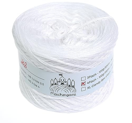 Bobbel einfarbig 200g - 760m 4 fädig Bobbel Wolle Farbverlaufsgarn handstrickgarn stricken häkeln (Weiß)