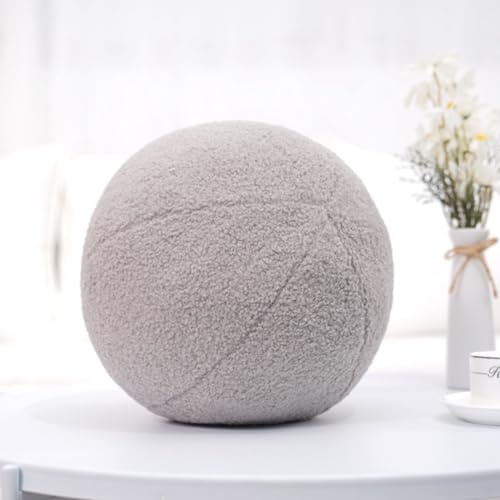 champracer 30cm 3D Runde Kissen Plüsch Ball Dekokissen Kugelförmige Wurfkissen Rundes Ballkissen Rundes Ballkissen Plüsch für Wohnzimmer Schlafzimmer Zierkissen (Gletscherasche)