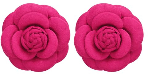 PATIKIL Épingle en Tissu Camellia, 2 Pièces Broche de Fleur Artificielle Broches pour Femmes Filles Décoration de Fête de Mariage en Tissu Accessoires de Bijoux Cadeau, Rouge Rose