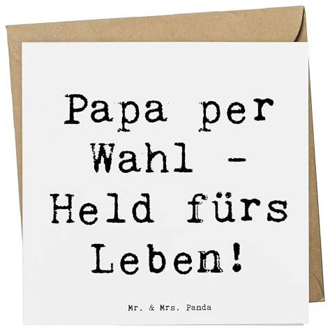 Mr. & Mrs. Panda Klappkarte Spruch Adoptivvater Held - Geschenk, anlasskarte, faltkarte, Helden, Dankbarkeit, handgemacht, Adoption, Wahl, Familienstruktur, Geburtstage, Grußkarte, Familie