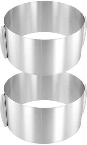 CHEUKYIU 2 Stück Tortenring Verstellbar Ø 16-30cm, 15cm Tortenring Hoch, Backring Verstellbar, Edelstahl Backringe, Kuchenring Verstellbar Rund für Backen Kuchenzubereiten