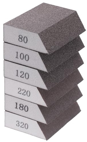 sourcing map Sanding Sponge Blocks Set 80#/100#/120#/180#/220#/320# Sanding Block 4x2.8x1, Washable and Reusable Foam Sanding Block for Polishing Kitchen Metal Wood Drywall Home