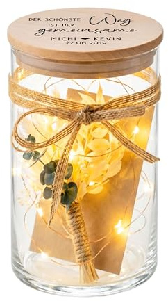 Yuweli Personalisierte Hochzeitsgeschenk – Geschenk zur Hochzeit – Geldgeschenk brautpaar – 880ml – geldgeschenk hochzeit – Hochzeitsgeschenke Vorratsglas (Typ5)