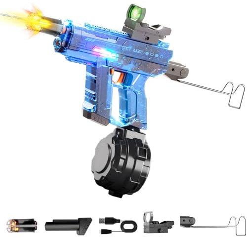 RoserRose Pistola de Agua Electronica, Electric Water Gun con Luz LED, Gran Capacidad de 800 ml, Pistola de Agua Automática para Adultos y Niños, Piscinas Familiares, Playa y Exteriores