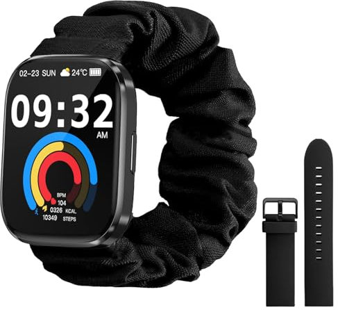 Vtkp Montre Connectée Homme Femme, 2.1 Smartwatch avec 113+ Modes Sportifs, Etanche IP68 Montre Connectée Sport avec Podometre/Cardio/Moniteur de Sommeil pour iOS/Android（Bandeau pour Cheveux）