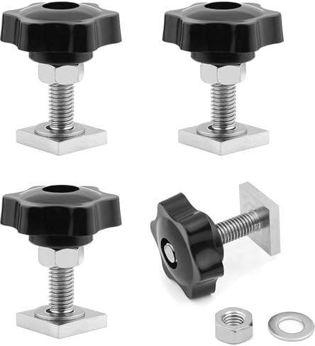 DAIRYCOF T Track Bolts 4 PCS Roof Rack Bolts M8 x 40 mm with Thumb Screws m8 with nut Washer 20x20×4mm Square Sliding Blocks for roof Rack Rail Carrier