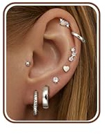 Diamday 8 Pares Pendientes Mujer Acero Quirurgico Aros Dorados Plata Hipoalergenicos Piercing Oreja Tragus Helix Piercings Cartílago Pendientes Pequeños Mujer Aretes Aros Oro Plata