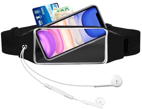 Saituo Home Laufgürtel Handy, Handytasche Joggen Unisex, Lauftasche Jogging mit Verstellbarem Gummiband Running Belt, Running Belt mit Touchscree für Sport Fitness, Passend für Alle Smartphones