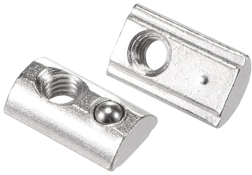 TA-VIGOR M4 T Slot Nuts Roll-in Spring T-Nuts, Carbon Steel Nickel Plated for 2020 Series Aluminium Extrusion Profile Rail 6mm Slot, 30Pcs