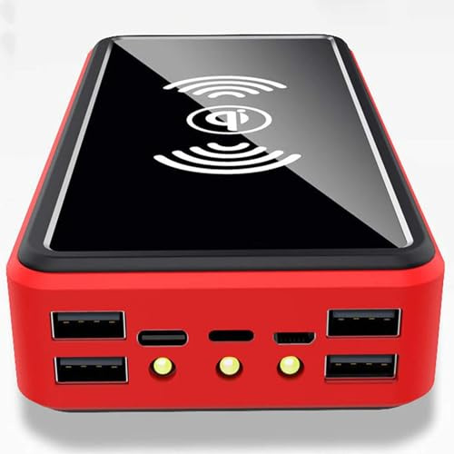 Chargeur Solaire 100000Mah Qi Banque d’Alimentation Solaire sans Fil Camping Batterie Externe avec Panneau Solaire, Chargeur Portable, Charge Rapide 5V / 2.1A entrée/Sortie, Lampes de poch