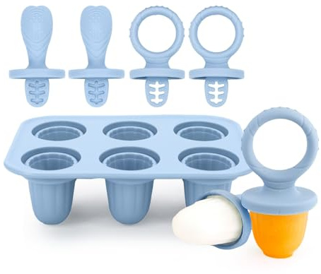 Molde Helados Silicona Con Palo 4 asas para paletas de bebé, moldes de helado reutilizables de fácil liberación para manos pequeñas