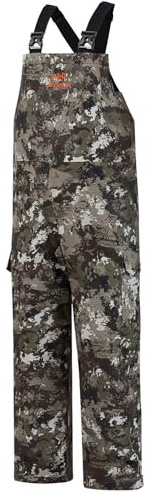 BASSDASH Men’s Waterproof Fishing Bibs Stain Resistant Rain Pants Adjustable Lightweight Pu-Coated Workwear Overalls