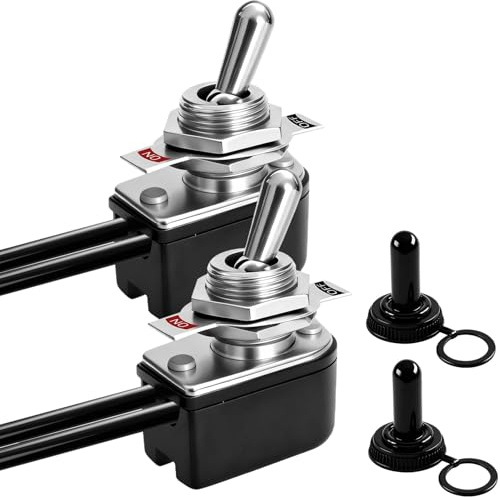 2 Piezas Interruptor de Basculante con Cableado Precableado 6A 125V 3A 250V Interruptor de Basculante 2 Posiciones con Tapa Hermética, SPST ON/OFF para Coche Camión Barcos