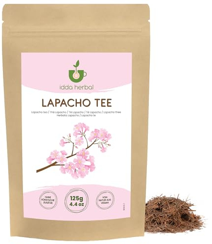IDDA Herbal Lapacho Thé 125g, Écorce de Lapacho Séchée et Coupée, Tisane en Vrac de Pau d'Arco