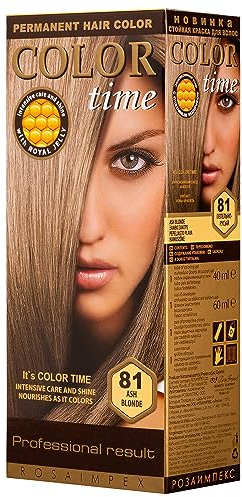 COLOR TIME | Permanente Haarfarbe 81 Aschblond | Angereichert mit Gelée Royale und Vitamin C | Permanente Haarfärbung | 100% Grauabdeckung | 100 ml
