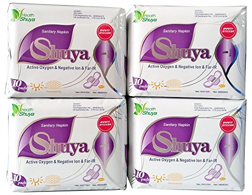 SHUYA Ultral Thin Feminine Care Pads for Women Regular Length with Wings, Patented Active Oxygen and Anion Sanitary Pads, High Absorbency, Size 245mm,Scented 40Count (Pack of 4)