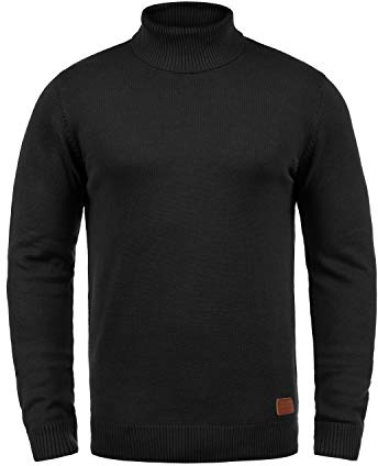 BLEND Latif Maglione col Collo Alto Pullover in Maglia Dolcevita da Uomo con Collo Alto, Taglia:S, Colore:Black (70155)