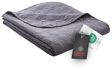 IBENA Nancy Tagesdecke 140 x 210 cm – Wohndecke Anthrazit, leichte Bettüberwurf mit Steppmuster