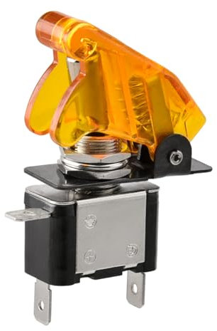 Heschen Metal Toggle Switch Flick Flip, 12V 20A, SPST, ON/OFF 2 Positon, 3 Pin, with Waterproof Cap (clear yellow)