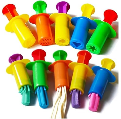 Carykon Dough Extruders Set Assorted Designs, Set of 10, 5 Patterns - Random Colors
