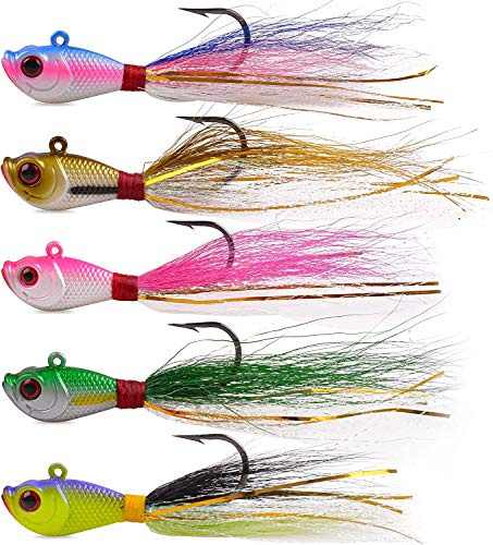 OROOTL Bucktail Jig Angelköder Set, Blinker Angeln Gewichte Köder Fischköder Mischfarbe für Barsch Hecht Forelle Wels 7g-56g
